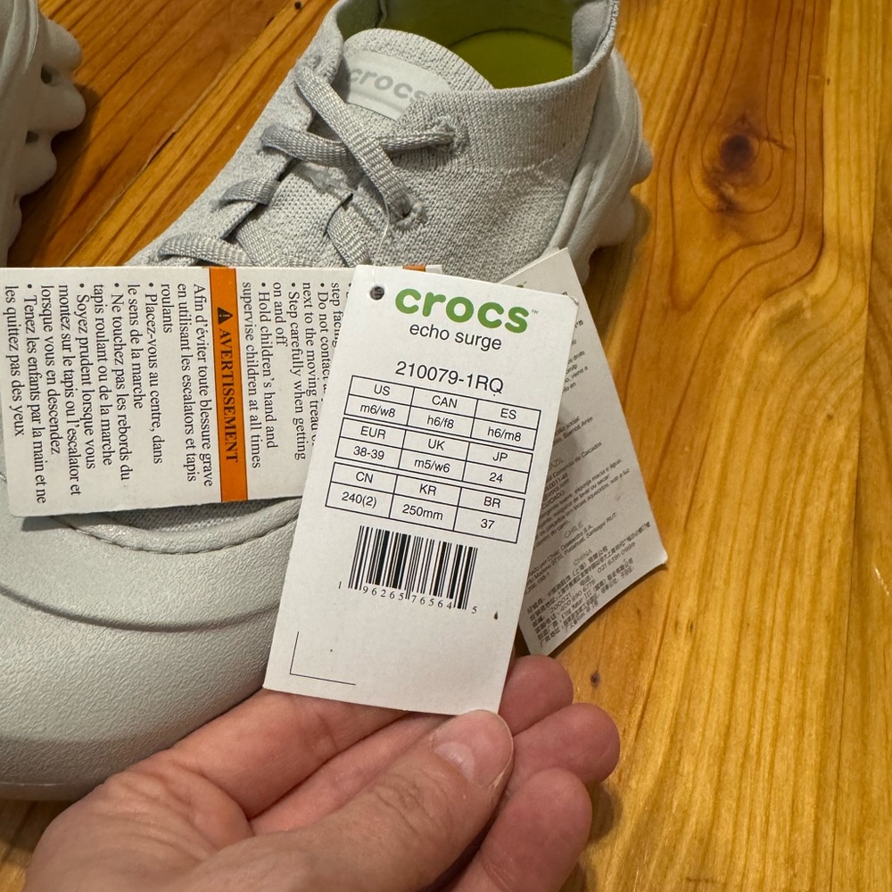 CROCS Light Gray Platform Athletic Lace-Up Sneakers - Picture 8 of 10